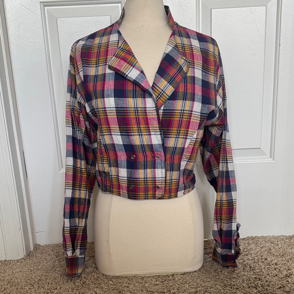 Vintage Plaid Circle R Western Blouse